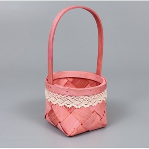 Корзина из бересты (секвойя) 14*11,5/28,5, круг, розовый