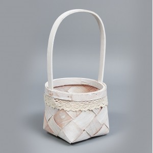 Корзина из бересты (секвойя) 14*11,5/28,5, круг, белый