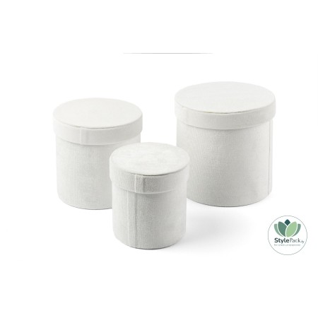 Коробки набор "Бархат" 12,3/15,7/18 см Белая