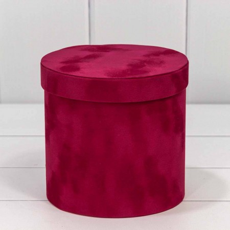Коробка цилиндр "Бархатный" 18*17см Вишневая