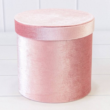 Коробка цилиндр "Бархат" 18*17,7см Розовая
