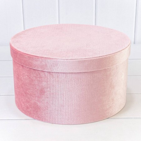 Коробка цилиндр "Бархат" 24,3*14см Розовая