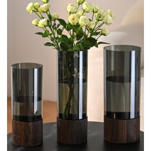 Ваза акриловая D12см H30 см графитовый с деревом