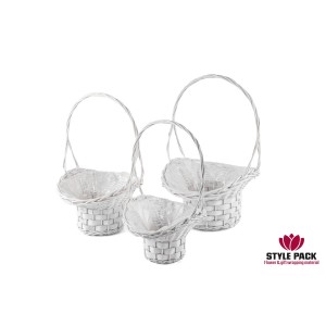Корзины из ивы 42, 36, 32, 3шт., юбка, белый