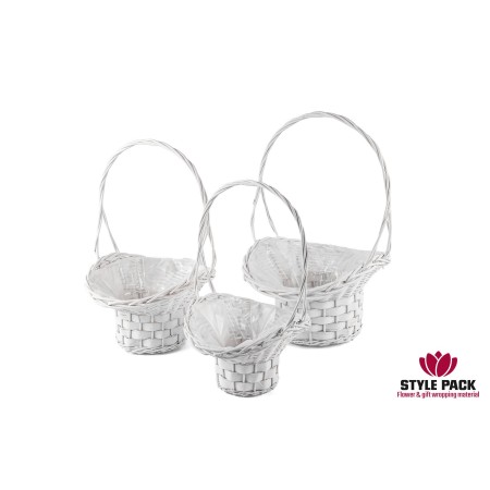 Корзины из ивы 42, 36, 32, 3шт., юбка, белый