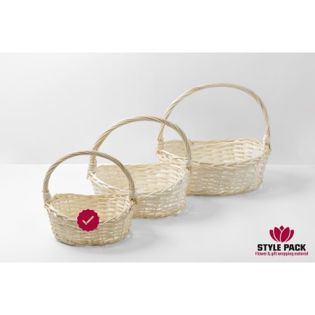 Корзина овал ива 27*8*11*26 см Выбеленная