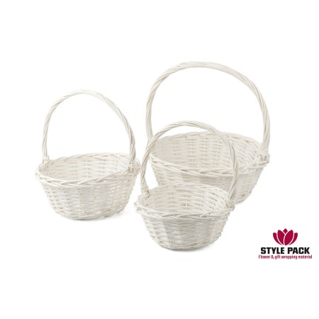 Набор корзин ива D33см, D29см, D23см, 3 шт., Белая