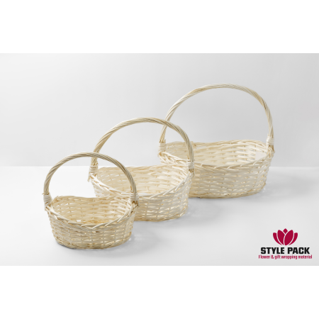Набор корзин ива D39см, D33см, D27см, 3 шт., Выбеленный
