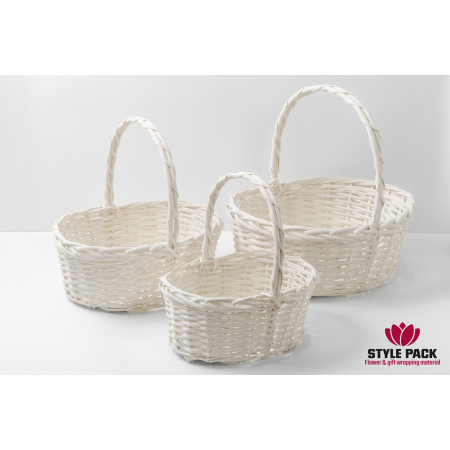 Набор корзин ива D41см, D35см, D29см, 3 шт., Белая