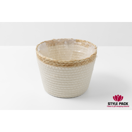 Корзина плетеная (рогоз): D21 Белая