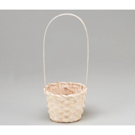 Корзина плетеная (бамбук) цвет белый D13xH9.5/28 см