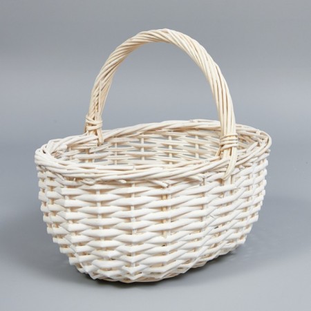 Корзина круглая ива 23*23*10 см Белая