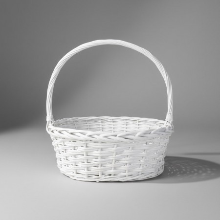 Корзина круглая ива 23*23*10 см Белая