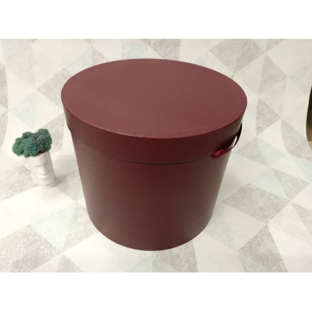 Коробка шляпная с крышкой 32,5 см Бордовая