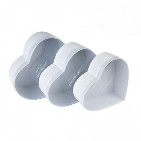 Набор коробок "Сердце" с прозр. крышкой, 3 шт., 23/20,7/18,4см, белый