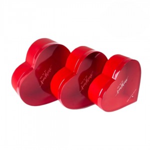 Набор коробок "Сердце" с прозр. крышкой, 3 шт., 23/20,7/18,4см, красный