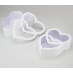 Набор коробок "Сердца" 33,5x26x24x9,5 см. 30,5x23,5x21,5x8,5 см, 2 шт., белый