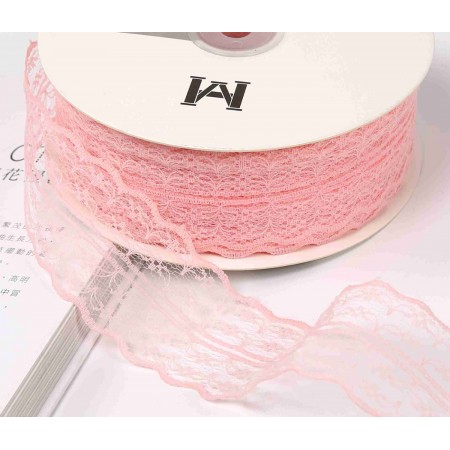 Лента декоративная "Изящное кружево" 45мм*50ярд Пионовый