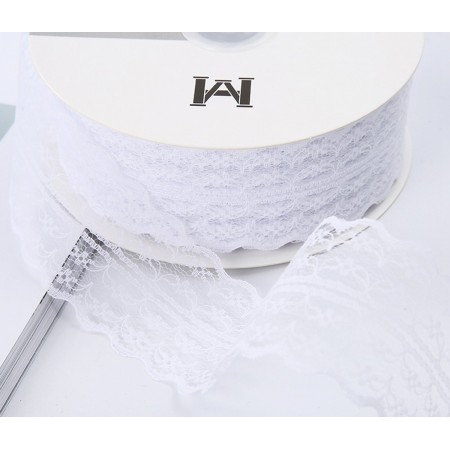 Лента декоративная "Изящное кружево" 45мм*50ярд Белый