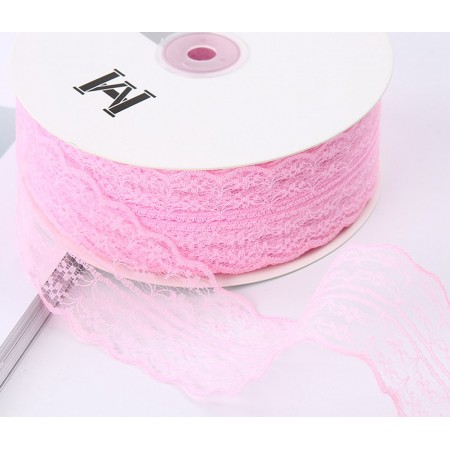Лента декоративная "Изящное кружево" 45мм*50ярд Розовый