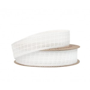 Лента декоративная "Клетка" 25мм*10ярд белый