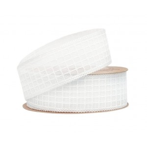 Лента декоративная "Клетка" 40мм*10ярд белый