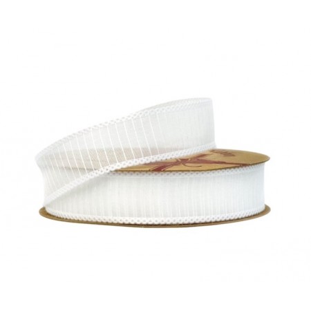 Лента декоративная "Полосы" 25мм*10ярд белый