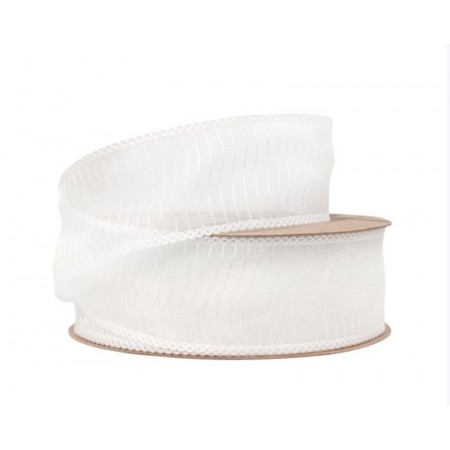 Лента декоративная "Полосы" 40мм*10ярд белый