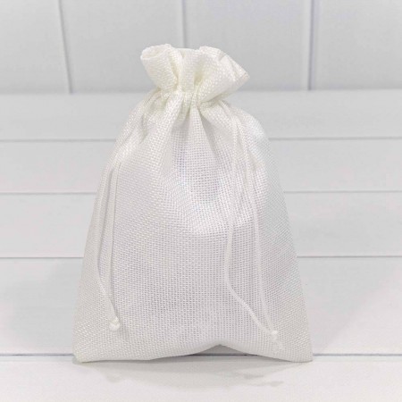 Мешочки из искусственного льна 14*20 Белый