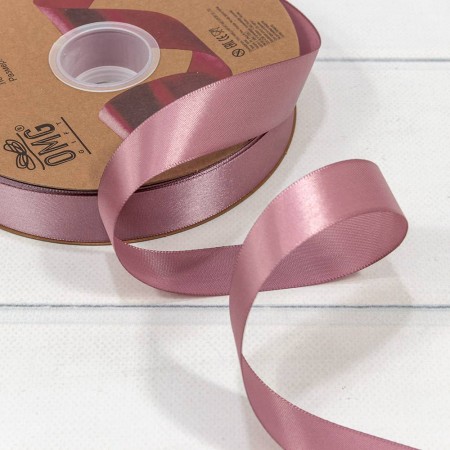 Лента полиэстер 25мм*100ярд - Коричнево розовый