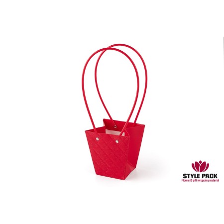 Сумочка с ручками "Ромбы" 12*8*12,5см Красный