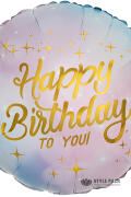 Шар (18''/46 см) Круг, Happy Birthday, Сиреневый, Градиент, 1 шт. в уп.