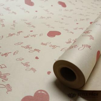 Крафт бумага "Love you" 60см*10м