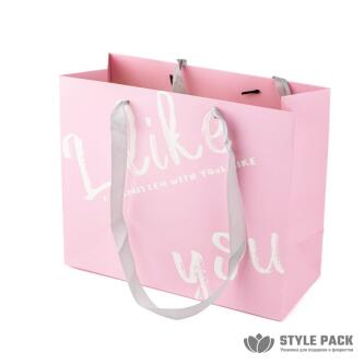 Пакет подарочный "I like you", 25*30*13см, розовый