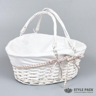 Корзина из ивы 38*34*18, овал, белый