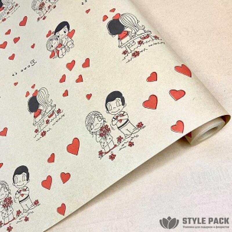 Крафт бумага "Love is..." 60см*10м