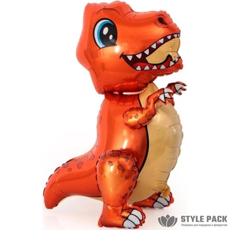 Шар (30''/76 см) Фигура 3D, Маленький динозавр, Оранжевый, 1 шт. в уп.