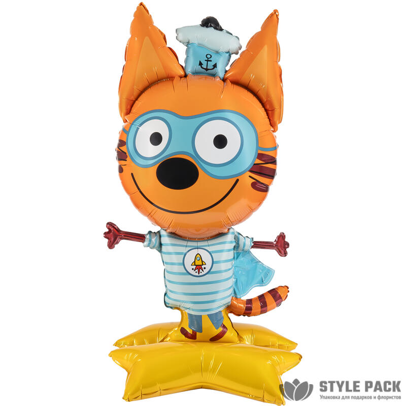 Шар 3D (48''/122 см) Фигура на подставке, Три Кота, Коржик, 1 шт. в уп.